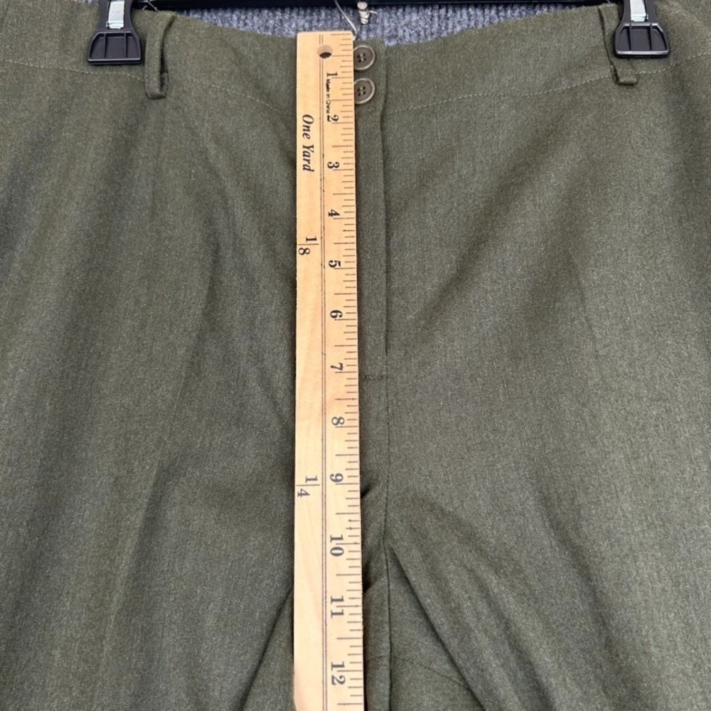 TALBOT'S Womens Italian Wool Lined Dress Pants Olive Green Stretch Size 14P - Picture 4 of 11